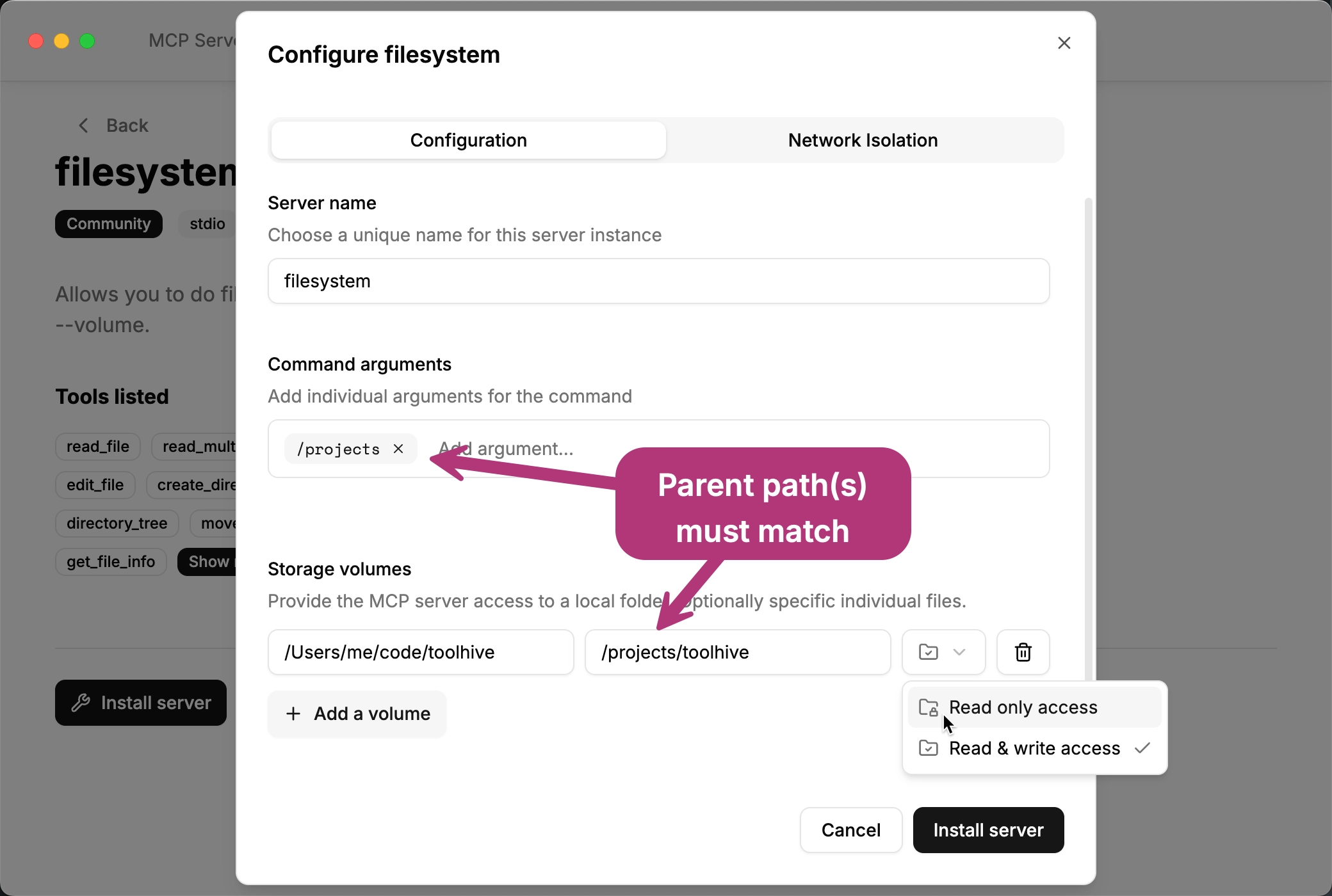 Filesystem MCP server UI Filesystem MCP server UI